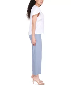 Black Tape Women's Solid Embroidered Flutter-Sleeve Top -Anne Klein Sales Store 23626091 fpx