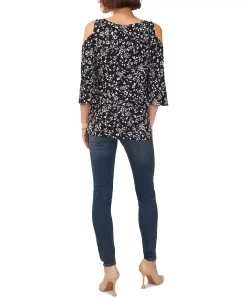 Vince Camuto Women's Printed V-Neck Cold Shoulder Blouse -Anne Klein Sales Store 23626125 fpx