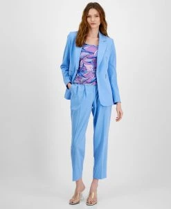 Bar III Women's Square-Neck Top, Zip-Pocket Blazer & Straight-Leg Ankle Pants, Created For Macy's