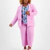 Bar III Plus Size Crepe Blazer, V-Neck Top & Ankle Pants, Created For Macy's
