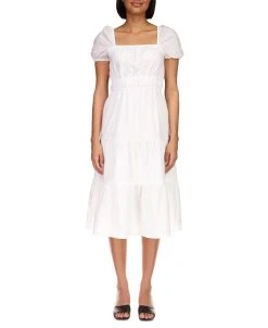 Sanctuary Women's Solid Tie-Back Tiered Midi Dress