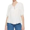 Black Tape Women's Solid Quarter-Button Trapeze Henley Top