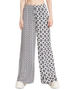 Steve Madden Women's Dorian Mixed-Print Pull-On Wide-Leg Satin Pants