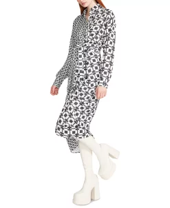 Steve Madden Women's Sula Mixed-Print Tie-Front Satin Midi Shirtdress 8 Steve Madden Women's Sula Mixed-Print Tie-Front Satin Midi Shirtdress -Anne Klein Sales Store 23642078 fpx