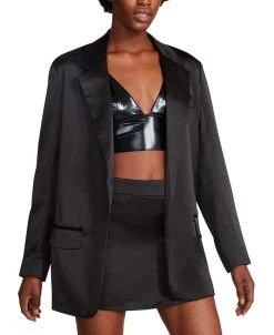 Steve Madden Women's Smooth Talk Satin Boyfriend Blazer