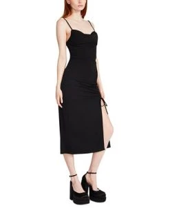 Steve Madden Women's Solid Mica Ruched-Slit Midi Dress 8 Steve Madden Women's Solid Mica Ruched-Slit Midi Dress -Anne Klein Sales Store 23642148 fpx