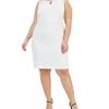 Kasper Plus Size Round-Neck Sleeveless Sheath Stretch Dress
