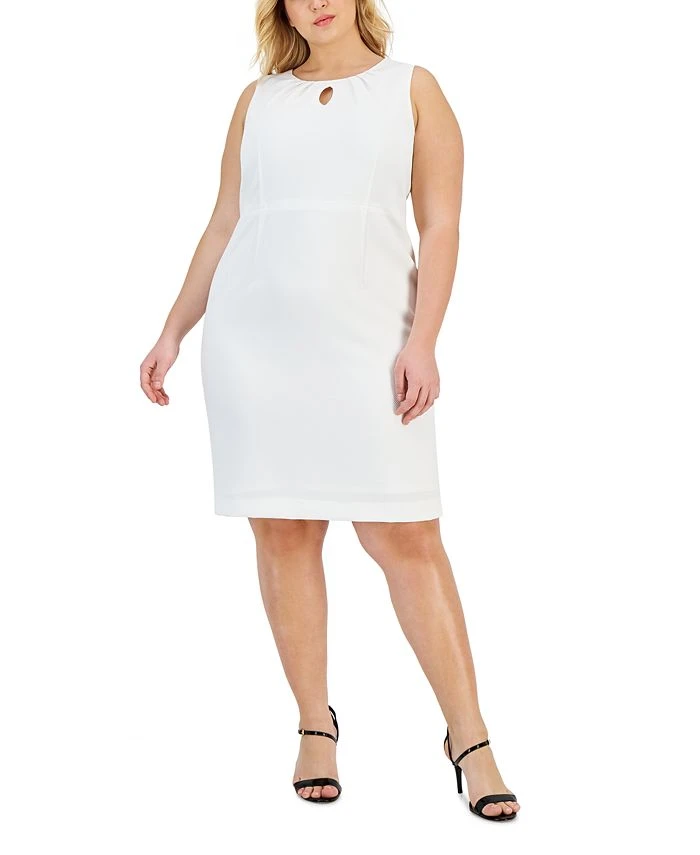 Kasper Plus Size Round-Neck Sleeveless Sheath Stretch Dress 1 Kasper Plus Size Round-Neck Sleeveless Sheath Stretch Dress