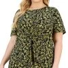 Kasper Plus Size Short-Sleeve Knit Tie-Front Top