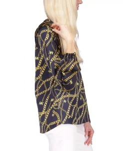 Michael Kors Women's Logo-Print Chain Split-Neck Top, Regular & Petite -Anne Klein Sales Store 23650936 fpx