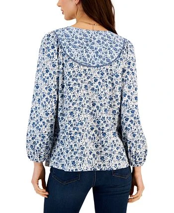 Style & Co Women's Floral Printed Tasseled Peasant Top, Created For Macy's 2 Style & Co Women's Floral Printed Tasseled Peasant Top, Created For Macy's - Image 2