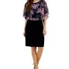 Connected Women's Round-Neck Floral-Cape A-Line Dress