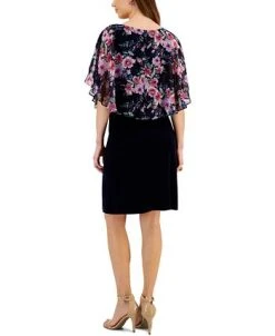 Connected Women's Round-Neck Floral-Cape A-Line Dress -Anne Klein Sales Store 23656132 fpx