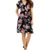 Connected Women's Printed Tie-Waist Short-Sleeve Sheath Dress