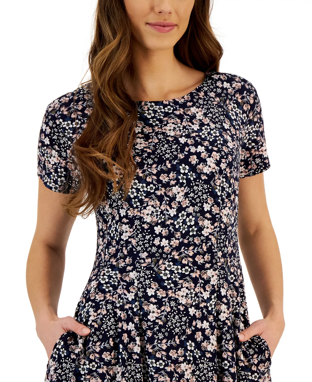 Connected Women's Printed Round-Neck Short-Sleeve Dress 4 Connected Women's Printed Round-Neck Short-Sleeve Dress - Image 4
