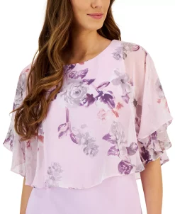 Connected Women's Chiffon-Cape-Overlay Sheath Dress 8 Connected Women's Chiffon-Cape-Overlay Sheath Dress -Anne Klein Sales Store 23656163 fpx