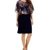 Connected Women's Floral-Cape-Overlay A-Line Dress