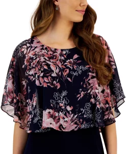 Connected Women's Floral-Cape-Overlay A-Line Dress 8 Connected Women's Floral-Cape-Overlay A-Line Dress -Anne Klein Sales Store 23656176 fpx