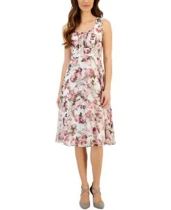 Connected Women's Printed Round-Neck Sleeveless Dress