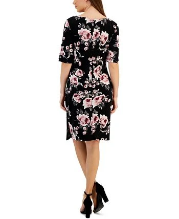 Connected Women's Floral-Print Elbow-Sleeve Sheath Dress 2 Connected Women's Floral-Print Elbow-Sleeve Sheath Dress - Image 2