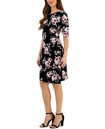 Connected Women's Floral-Print Elbow-Sleeve Sheath Dress 3 Connected Women's Floral-Print Elbow-Sleeve Sheath Dress - Image 3