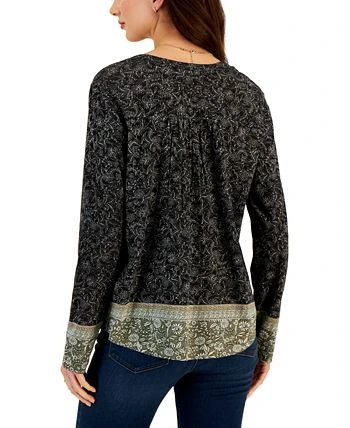 Style & Co Women's Floral Mixed-Print Split-Neck Top, Created For Macy's 2 Style & Co Women's Floral Mixed-Print Split-Neck Top, Created For Macy's - Image 2