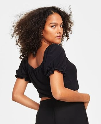 Bar III Women's Puff-Sleeve Crop Top, Created For Macy's 2 Bar III Women's Puff-Sleeve Crop Top, Created For Macy's - Image 2