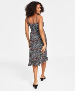 Bar III Women's Printed Ruffle Wrap Midi Dress, Created For Macy's -Anne Klein Sales Store 23673096 fpx