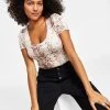 Bar III Women's Snake-Embossed Scoop-Neck Bodysuit, Created For Macy's