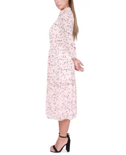 Black Tape Women's Long-Sleeve Tiered Midi Dress -Anne Klein Sales Store 23675703 fpx