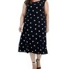 Kasper Plus Size Polka Dot Cowl-Neck Top & Polda Dot Midi Flare Skirt