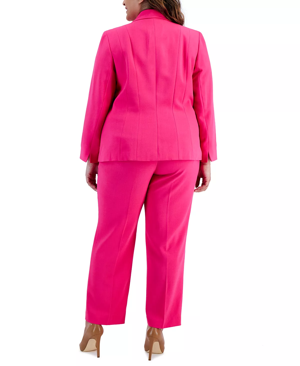 Kasper Plus Size One-Button Blazer, Printed Tie-Front Blouse, & Mid-Rise Ankle Pant 2 Kasper Plus Size One-Button Blazer, Printed Tie-Front Blouse, & Mid-Rise Ankle Pant - Image 2