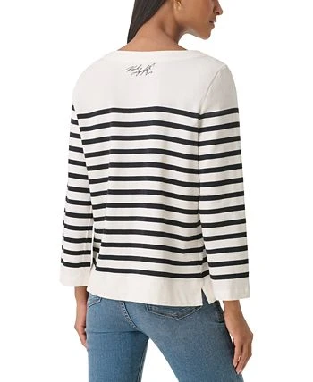 Karl Lagerfeld Paris Women's Cotton Signature Striped Top 2 Karl Lagerfeld Paris Women's Cotton Signature Striped Top - Image 2