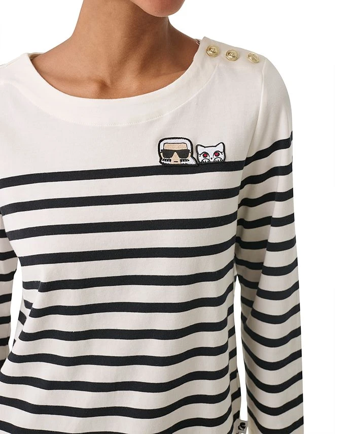 Karl Lagerfeld Paris Women's Cotton Signature Striped Top 4 Karl Lagerfeld Paris Women's Cotton Signature Striped Top - Image 4