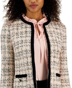 Anne Klein Women's Tweed Open-Front Braided-Trim Blazer -Anne Klein Sales Store 23676824 fpx