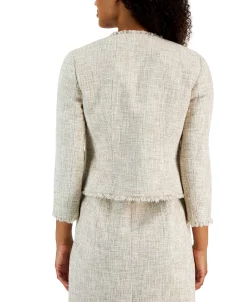 Anne Klein Women's Fringed Open-Front Tweed Tulip Jacket -Anne Klein Sales Store 23676851 fpx