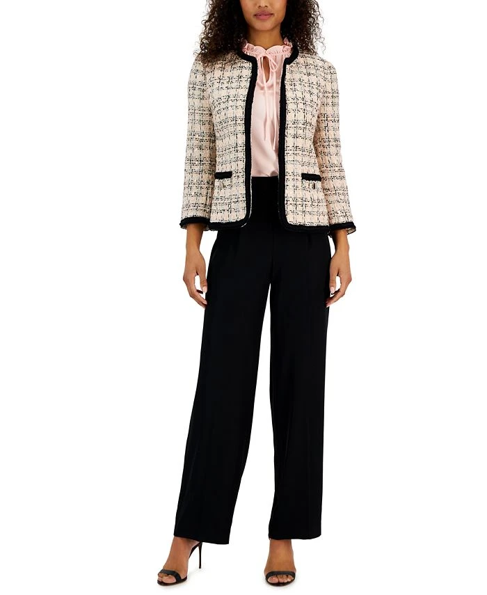 Anne Klein Tweed Blazer, Sleeveless Blouse And High Rise Pants 1 Anne Klein Tweed Blazer, Sleeveless Blouse And High Rise Pants