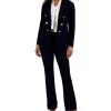 Anne Klein Faux Double Breasted Blazer, Puff Sleeve Blouse, And High Rise Flare Pant