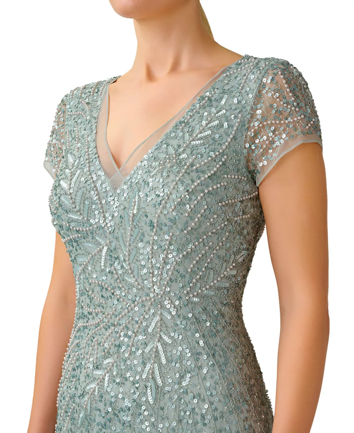 Adrianna Papell Women's Beaded Sequin Mermaid Gown 3 Adrianna Papell Women's Beaded Sequin Mermaid Gown - Image 3