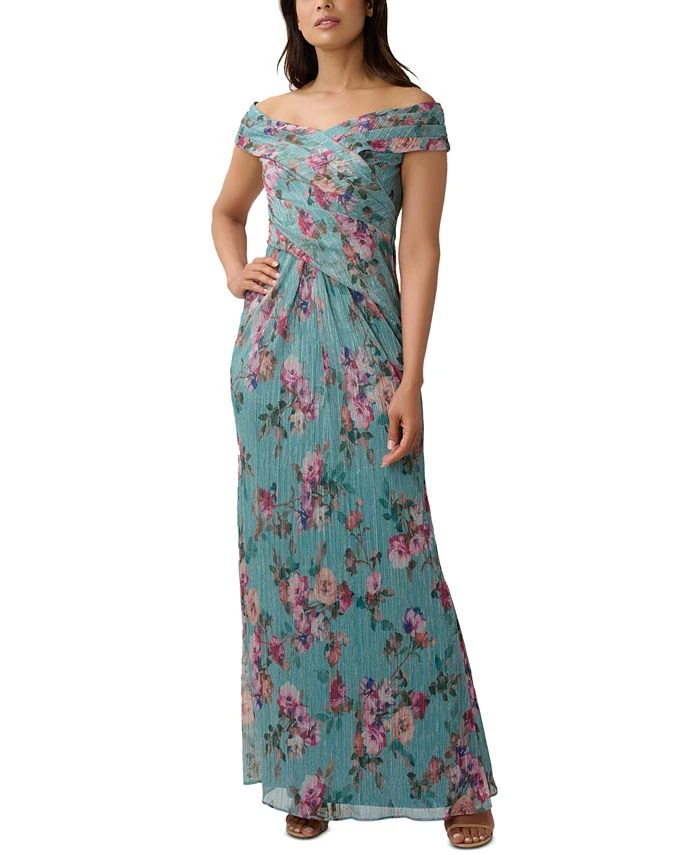 Adrianna Papell Women's Floral-Print Off-The-Shoulder Gown 1 Adrianna Papell Women's Floral-Print Off-The-Shoulder Gown