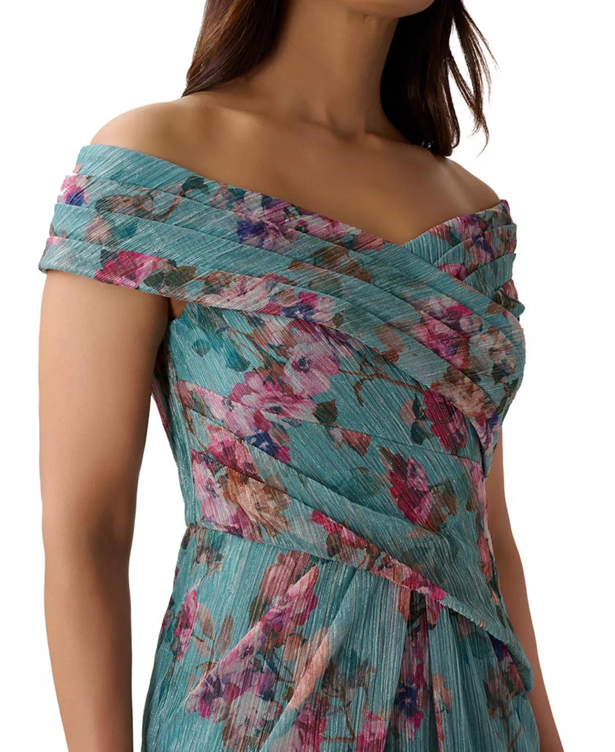 Adrianna Papell Women's Floral-Print Off-The-Shoulder Gown 3 Adrianna Papell Women's Floral-Print Off-The-Shoulder Gown - Image 3