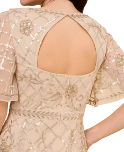 Adrianna Papell Women's Beaded Flutter-Sleeve Godet Gown -Anne Klein Sales Store 23685124 fpx