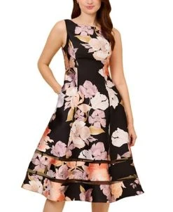 Adrianna Papell Women's Sleeveless Floral A-Line Dress -Anne Klein Sales Store 23685130 fpx