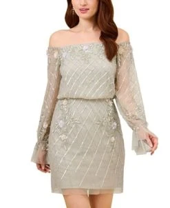 Adrianna Papell Women's Beaded Off-The-Shoulder Dress 7 Adrianna Papell Women's Beaded Off-The-Shoulder Dress -Anne Klein Sales Store 23685160 fpx