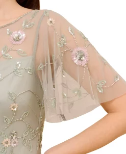 Adrianna Papell Women's Beaded Flutter-Sleeve Gown -Anne Klein Sales Store 23685220 fpx