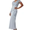 Papell Studio Women's Embellished Flutter-Sleeve Gown