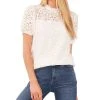 CeCe Women's Lace Ruffled-Neck Puff-Sleeve Top
