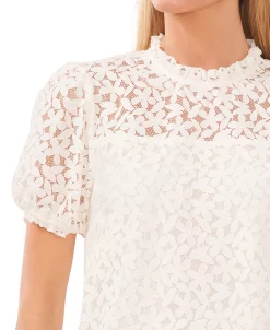 CeCe Women's Lace Ruffled-Neck Puff-Sleeve Top -Anne Klein Sales Store 23696103 fpx
