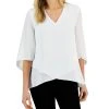 Kasper Women's Flutter-Sleeve Asymmetrical-Hem V-Neck Blouse