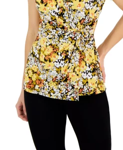 Kasper Women's Floral-Print Knit Sleeveless Wrap Top -Anne Klein Sales Store 23703451 fpx